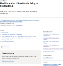 Healthcare for UK nationals living in Switzerland [Updated 1 November 2021]