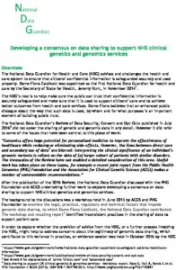 Developing a Consensus on Data Sharing to Support NHS Clinical Genetics and Genomics Services
