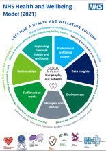 NHS health and wellbeing model (2021): Creating a health and wellbeing culture infographic