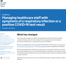 Managing healthcare staff with symptoms of a respiratory infection or a positive COVID-19 test result