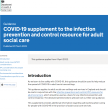 COVID-19 supplement to the infection prevention and control resource for adult social care