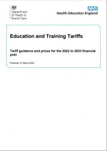 Education and Training Tariffs: Tariff guidance and prices for the 2022 to 2023 financial year