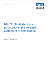 NRLS official statistics publications: pre-release statement of compliance