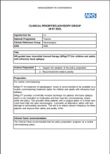 Clinical priorities advisory group summary report: MR-guided laser interstitial thermal therapy for treatment of epileptogenic zones in children and adults with refractory focal epilepsy