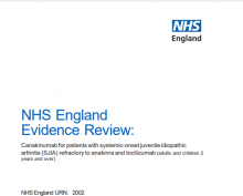 NHS England Evidence Review: Canakinumab for patients with systemic-onset juvenile idiopathic arthritis (SJIA) refractory to anakinra and tocilizumab (adults and children 2 years and over)
