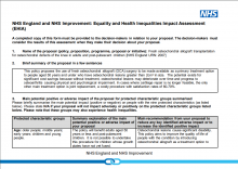 NHS England and NHS Improvement: Equality and Health Inequalities Impact Assessment (EHIA)