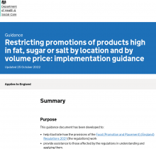 Restricting Promotions Of Products High In Fat, Sugar Or Salt By Location And By Volume Price  Implementation Guidance - GOV UK