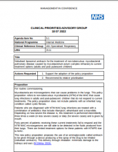 Clinical priorities advisory group summary report: Nebulised liposomal amikacin