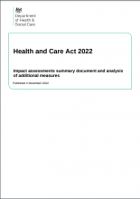 Health and Care Act 2022: Impact assessments summary document and analysis of additional measures