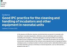 Good IPC practice for the cleaning and handling of incubators and other equipment in neonatal units