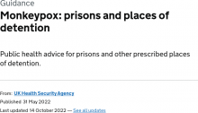 Monkeypox: Prisons and places of detention