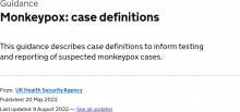 Monkeypox: Case definitions