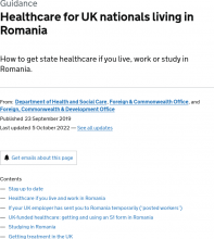 Healthcare For UK Nationals Living In Romania