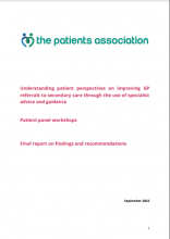 Understanding patient perspectives on improving GP referrals to secondary care through the use of specialist advice and guidance: Patient panel workshops: Final report on findings and recommendations