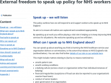 External freedom to speak up policy for NHS workers