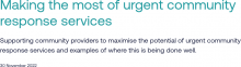 Making The Most Of Urgent Community Response Services   NHS Confederation
