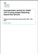 Asymptomatic testing for SARSCoV-2 using antigen-detecting lateral flow devices Evidence from performance data October 2020 – May 2021