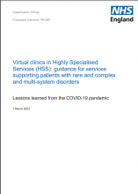 Virtual clinics in Highly Specialised Services: Guidance for services supporting patients with rare and complex and multi-system disorders