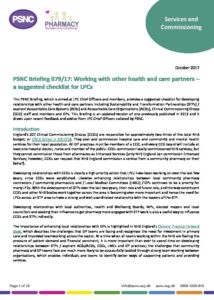 Working with other health and care partners – a suggested checklist for LPCs: (PSNC Briefing 079/17)