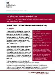 The role of care homes in end of life care: Briefing 2 - Place and cause of death for permanent and temporary residents of care homes