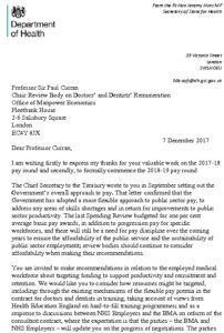 Review Body on Doctors’ and Dentists’ Remuneration (DDRB) Remit Letter