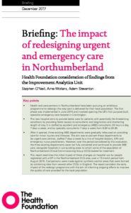 The impact of redesigning urgent and emergency care in Northumberland: Health Foundation consideration of findings from the Improvement Analytics Unit