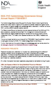 NDA–PHE Epidemiology Governance Group Annual Report FY2016/2017