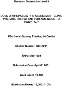 Does orthopaedic pre-assessment clinic prepare the patient for admission to hospital?