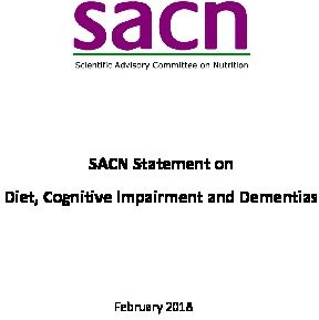 SACN Statement on Diet, Cognitive Impairment and Dementias