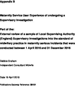 External review of a sample of Local Supervising Authority (England) Supervisory Investigations: Appendix B