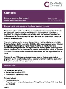 Cumbria Local system review report: Health and Wellbeing Board