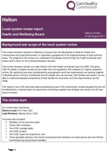 Halton Local system review report: Health and Wellbeing Board