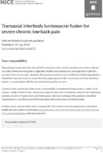 Transaxial interbody lumbosacral fusion for severe chronic low back pain: Interventional procedures guidance [IPG620]