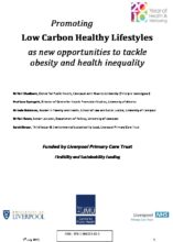 Promoting Low Carbon Healthy Lifestyles as new opportunities to tackle obesity and health inequality