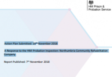 Action Plan Submitted: 19th November 2018: A Response to the HMI Probation Inspection: Northumbria Community Rehabilitation Company