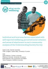 Individual and local area factors associated with self-reported wellbeing, perceived social cohesion and sense of attachment to one’s community