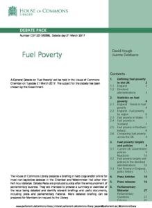 Commons debate pack: Fuel poverty: (Commons Debate Pack CDP-2017-0098)