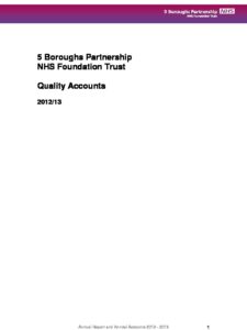 5 Boroughs Partnership NHS Foundation Trust: Quality Account 2012-2013
