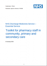 NHS Discharge Medicines Service – Essential Service: Toolkit for pharmacy staff in community, primary and secondary care