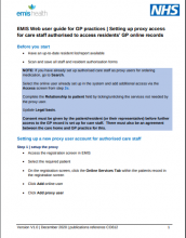 EMIS Web user guide for GP practices: Setting up proxy access for care staff authorised to access residents’ GP online records