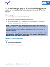 TPP SystmOnline user guide for GP practices: Setting up proxy access for care staff authorised to access residents’ GP online records