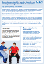 Supporting people with a learning disability and autistic people to get the COVID-19 vaccination: Top tips for primary care teams
